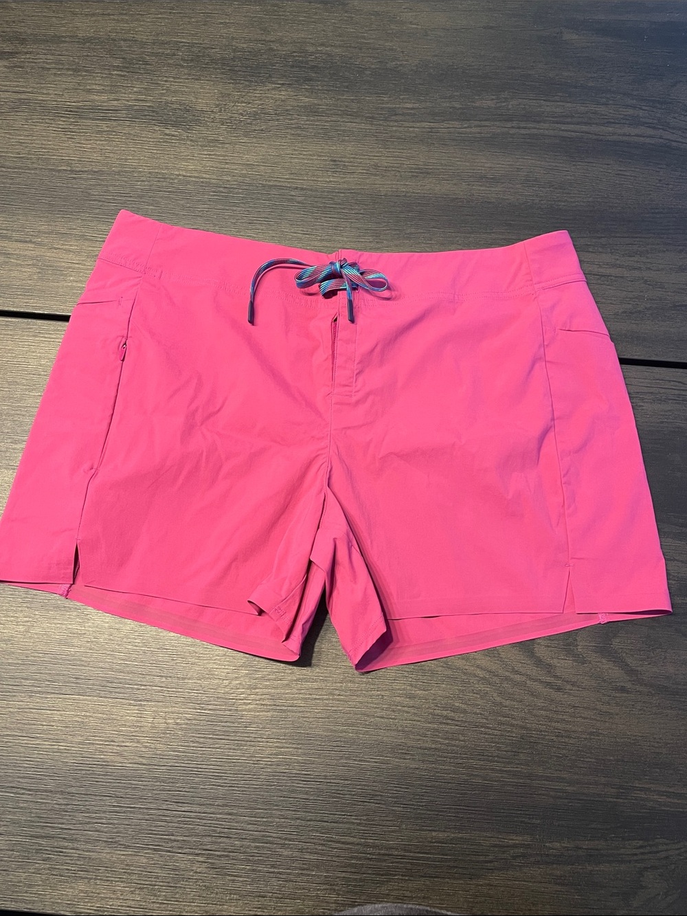 Title Nine Hot Pink 4” Athletic Shorts with Blue Drawcord